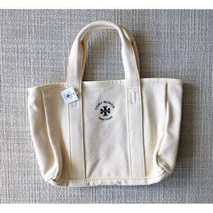 NEW TORY BURCH Natural Mini Mercer Beach Tote Small Handbag Ivory Canvas